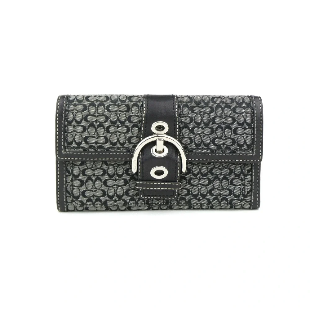 Coach Soho Signature Black Mini C Trifold Wallet
